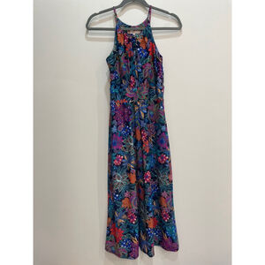 Jude Connally Floral Midi Dress XS Vibrant Multi Color Resort Beachy Halter